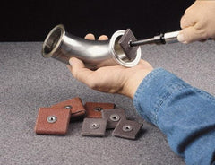 Made in USA - 100 Grit, Fine Grade, Aluminum Oxide Square Pad - 2" Long x 1/2" Wide x 1/2" Thick, Cloth Backed, X Backing Weight, 18 Ply, 24,000 Max RPM - Benchmark Tooling