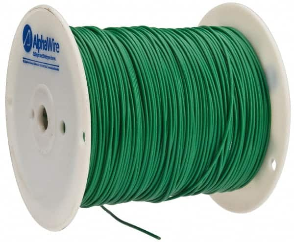 Alpha Wire - 16 AWG, 26 Strand, 305 m OAL, Tinned Copper Hook Up Wire - Green PVC Jacket, 0.092" Diam - Benchmark Tooling