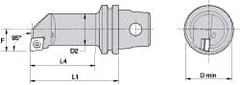 Kennametal - Right Hand Cut, 25mm Min Bore Diam, Size KM32 Steel Modular Boring Cutting Unit Head - 2.3622" Max Bore Depth, Through Coolant, Compatible with CP.. - Benchmark Tooling