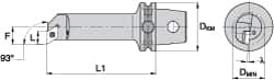 Kennametal - Right Hand Cut, Size KM63, DC.. Insert Compatiblity, Internal Modular Turning & Profiling Cutting Unit Head - 22mm Ctr to Cutting Edge, 140mm Head Length, Through Coolant, Series Screw-On - Benchmark Tooling