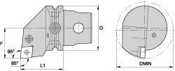 Kennametal - Right Hand Cut, Size KM63, CN.. Insert Compatiblity, Internal Modular Turning & Profiling Cutting Unit Head - 43mm Ctr to Cutting Edge, 60mm Head Length, Through Coolant, Series Kenlever - Benchmark Tooling