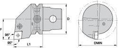 Kennametal - Right Hand Cut, Size KM63, CN.. Insert Compatiblity, Internal Modular Turning & Profiling Cutting Unit Head - 43mm Ctr to Cutting Edge, 60mm Head Length, Through Coolant, Series Kenlever - Benchmark Tooling