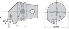 Kennametal - Right Hand Cut, Size KM63, CN.. Insert Compatiblity, Internal Modular Turning & Profiling Cutting Unit Head - 43mm Ctr to Cutting Edge, 60mm Head Length, Through Coolant, Series Kenlever - Benchmark Tooling