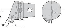 Kennametal - Right Hand Cut, Size KM63, DN.. Insert Compatiblity, External Modular Turning & Profiling Cutting Unit Head - 43mm Ctr to Cutting Edge, 60mm Head Length, Through Coolant, Series Kenlever - Benchmark Tooling
