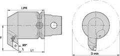 Kennametal - Right Hand Cut, Size KM63, DN.. Insert Compatiblity, Internal Modular Turning & Profiling Cutting Unit Head - 59mm Ctr to Cutting Edge, 95mm Head Length, Through Coolant, Series Kenlever - Benchmark Tooling