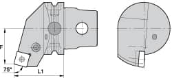 Kennametal - Right Hand Cut, Size KM63, SN.. Insert Compatiblity, External Modular Turning & Profiling Cutting Unit Head - 27mm Ctr to Cutting Edge, 60mm Head Length, Through Coolant, Series Kenlever - Benchmark Tooling