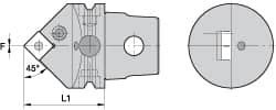 Kennametal - Neutral Cut, Size KM63, SN.. Insert Compatiblity, External Modular Turning & Profiling Cutting Unit Head - 60mm Head Length, Through Coolant, Series Kenlever - Benchmark Tooling