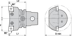 Kennametal - Left Hand Cut, Size KM63, CN.. Insert Compatiblity, Internal Modular Turning & Profiling Cutting Unit Head - 43mm Ctr to Cutting Edge, 60mm Head Length, Through Coolant, Series Kenlever - Benchmark Tooling