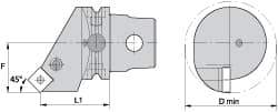 Kennametal - Left Hand Cut, Size KM63, SN.. Insert Compatiblity, Internal Modular Turning & Profiling Cutting Unit Head - 43mm Ctr to Cutting Edge, 72mm Head Length, Through Coolant, Series Kenlever - Benchmark Tooling