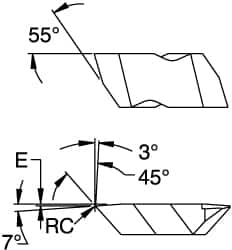 Kennametal - NTB4 Grade KC5010, Internal/External American Buttress Threading Insert - 4 to 6 TPI Int Pitch, Left Hand Insert, TiAlN Finish, Carbide - Benchmark Tooling