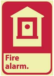 NMC - Fire Alarm, Plastic Fire Sign - 7" Wide x 10" High, Glow-in-the-Dark - Benchmark Tooling