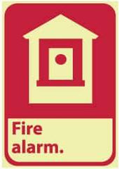 NMC - Fire Alarm, Plastic Fire Sign - 7" Wide x 10" High, Glow-in-the-Dark - Benchmark Tooling