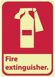 NMC - Fire Extinguisher, Plastic Fire Sign - 7" Wide x 10" High, Glow-in-the-Dark - Benchmark Tooling