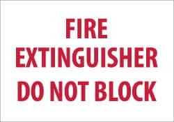 NMC - Fire Extinguisher - Do Not Block, Pressure Sensitive Vinyl Fire Sign - 10" Wide x 7" High, Glow-in-the-Dark - Benchmark Tooling