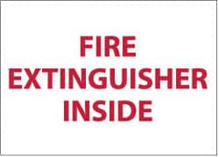 NMC - Fire Extinguisher Inside, Pressure Sensitive Vinyl Fire Sign - 9" Wide x 6" High, Glow-in-the-Dark - Benchmark Tooling