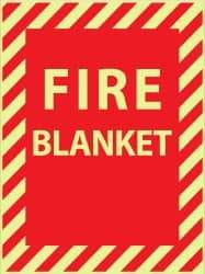 NMC - Fire Blanket, Plastic Fire Sign - 9" Wide x 12" High, Glow-in-the-Dark - Benchmark Tooling