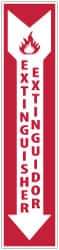 NMC - Extinguisher, Pressure Sensitive Vinyl Fire Sign - 4" Wide x 18" High, English/Spanish, Glow-in-the-Dark - Benchmark Tooling