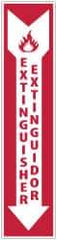 NMC - Extinguisher, Pressure Sensitive Vinyl Fire Sign - 4" Wide x 18" High, English/Spanish, Glow-in-the-Dark - Benchmark Tooling