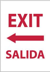 NMC - Exit, Pressure Sensitive Vinyl Exit Sign - 14" Wide x 20" High, English/Spanish - Benchmark Tooling