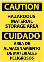 NMC - "Caution - Hazardous Material Storage Area", 14" Long x 10" Wide, Rigid Plastic Safety Sign - Rectangle, 0.05" Thick, Use for Hazardous Materials - Benchmark Tooling