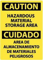 NMC - "Caution - Hazardous Material Storage Area", 14" Long x 10" Wide, Rigid Plastic Safety Sign - Rectangle, 0.05" Thick, Use for Hazardous Materials - Benchmark Tooling