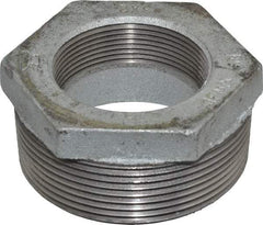 Made in USA - Class 150, 3 x 2" Galvanized Pipe Hex Bushing - Threaded, Malleable Iron - Benchmark Tooling