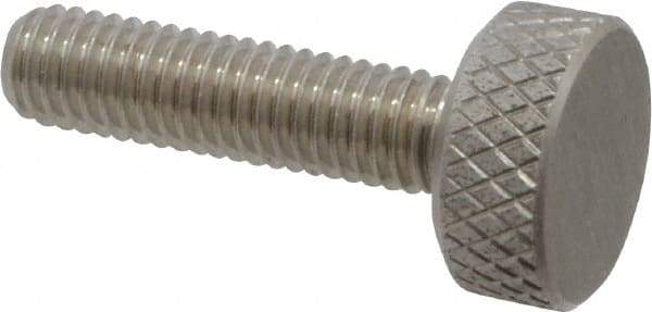 Gibraltar - #10-32 Knurled Shoulderless Grade 18-8 Stainless Steel Thumb Screw - 15/16" OAL, 7/16" Head Diam x 3/16" Head Height - Benchmark Tooling