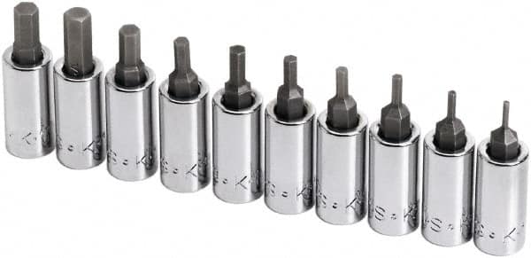 SK - 10 Piece 1/4" Drive Inch Hex Bit Socket Set - 1/16 to 1/4" Hex - Benchmark Tooling