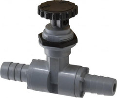 Specialty Mfr - 1/2" Pipe, Inline Needle Valve - EPDM Seal, Barbed x Barbed Ends, PVC Valve, 125 Max psi - Benchmark Tooling