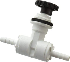 Specialty Mfr - 1/4" Pipe, Inline Needle Valve - PTFE Seal, Barbed x Barbed Ends, Polypropylene Valve, 125 Max psi - Benchmark Tooling