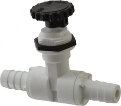 Specialty Mfr - 1/2" Pipe, Inline Needle Valve - PTFE Seal, Barbed x Barbed Ends, Polypropylene Valve, 125 Max psi - Benchmark Tooling