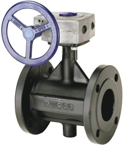 NIBCO - 4" Pipe, Flanged Butterfly Valve - Bare Stem Handle, Ductile Iron Body, Polyamide Seat, 285 WOG, EPDM Coated Ductile Iron Disc, Stainless Steel Stem - Benchmark Tooling