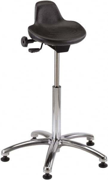 Bevco - 27" Wide x 27" Deep x 20 to 30" High, Steel Base, Adjustable Height Swivel Stool - Polyurethane Seat, Black - Benchmark Tooling