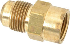 Parker - 5/8" Tube OD, 45° Brass Flared Tube Female Connector - 1/2-14 NPTF, Flare x FNPTF Ends - Benchmark Tooling