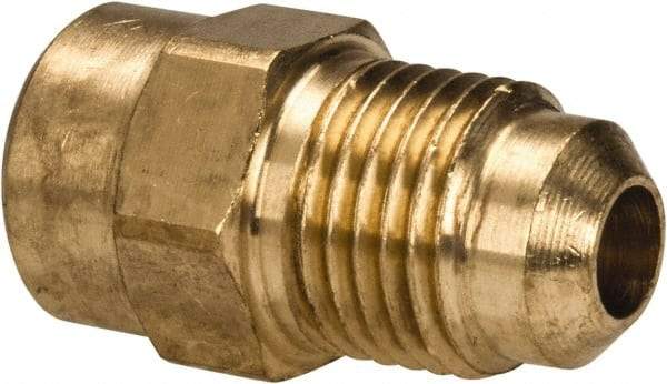 Parker - 5/16" Tube OD, 45° Brass Flared Tube Female Connector - 1/8-27 NPTF, Flare x FNPTF Ends - Benchmark Tooling