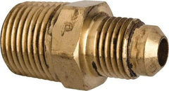 Parker - 5/16" Tube OD, 45° Brass Flared Tube Male Connector - 3/8-18 NPTF, Flare x MNPTF Ends - Benchmark Tooling