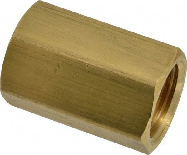 Parker - 5/8" Tube OD, 45° Brass Flared Tube Union Female To Female - 7/8-14 UNF, Flare x Flare Ends - Benchmark Tooling