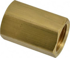 Parker - 5/8" Tube OD, 45° Brass Flared Tube Union Female To Female - 7/8-14 UNF, Flare x Flare Ends - Benchmark Tooling