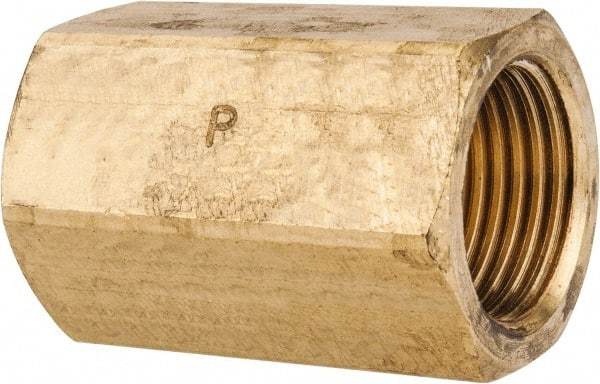 Parker - 1/2" Tube OD, 45° Brass Flared Tube Union Female To Female - 3/4-16 UNF, Flare x Flare Ends - Benchmark Tooling