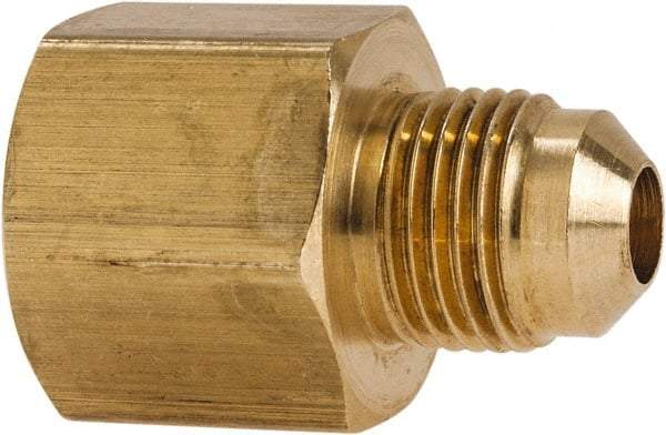 Parker - 3/8 x 1/2" Tube OD, 45° Brass Flared Tube Male Flare To Female Flare - 3/4-16 UNF, Flare x Flare Ends - Benchmark Tooling