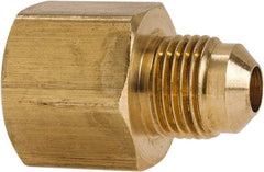Parker - 3/8 x 1/2" Tube OD, 45° Brass Flared Tube Male Flare To Female Flare - 3/4-16 UNF, Flare x Flare Ends - Benchmark Tooling