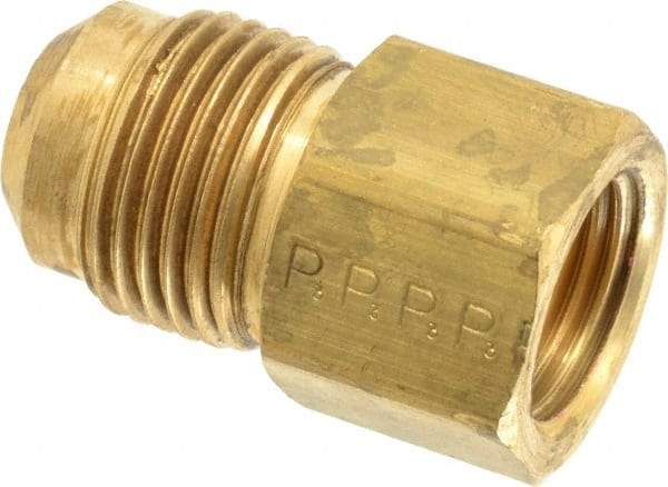 Parker - 1/2 x 3/8" Tube OD, 45° Brass Flared Tube Male Flare To Female Flare - 5/8-18 UNF, Flare x Flare Ends - Benchmark Tooling
