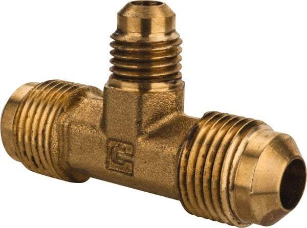 Parker - 3/8 x 3/8 x 1/4" Tube OD, 45° Brass Flared Tube Union Tee - Flare x Flare x Flare Ends - Benchmark Tooling