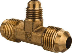 Parker - 3/8 x 3/8 x 1/4" Tube OD, 45° Brass Flared Tube Union Tee - Flare x Flare x Flare Ends - Benchmark Tooling