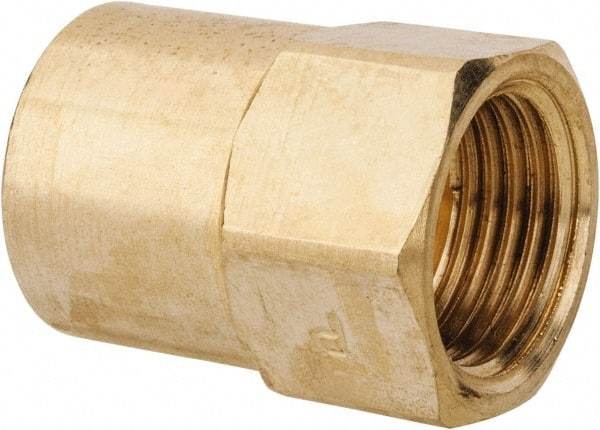 Parker - 3/8" Tube OD, Brass Flared Tube Inverted Female Connector - 1/4-18 NPTF, Flare x FNPTF Ends - Benchmark Tooling