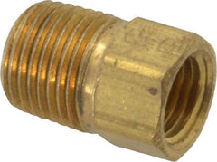 Parker - 1/8" Tube OD, Brass Flared Tube Inverted Male Connector - 1/8-27 NPTF, Flare x MNPTF Ends - Benchmark Tooling