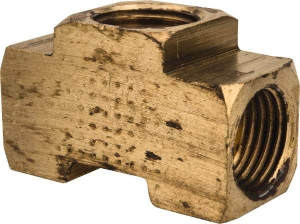 Parker - 1/4" Tube OD, Brass Flared Tube Inverted Union Tee - 7/16-24 UNF, Flare x Flare x Flare Ends - Benchmark Tooling