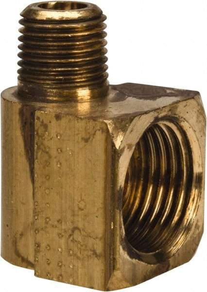 Parker - 3/8" Tube OD, Brass Flared Tube Inverted Male Elbow - 1/8-27 NPTF, Flare x MNPTF Ends - Benchmark Tooling