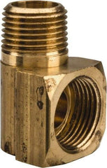 Parker - 1/2" Tube OD, Brass Flared Tube Inverted Male Elbow - 3/8-18 NPTF, Flare x MNPTF Ends - Benchmark Tooling