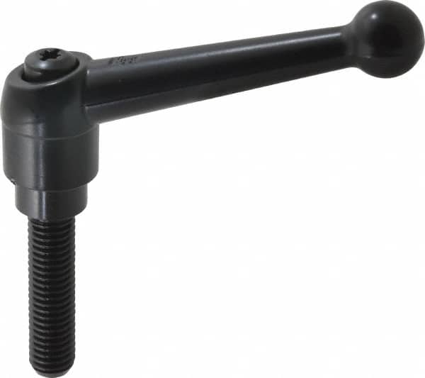 KIPP - 1/2-13, 0.98" Hub Diam, Zinc Die Cast (Steel Components) Threaded Stud Adjustable Clamping Lever - 1.97" Stud Length, 4-1/4" OAL, 2.64" High - Benchmark Tooling